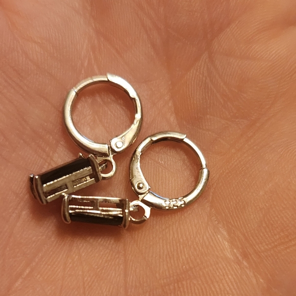 Elegant Hypoallergenic 925 Sterling Silver Dangle Earrings with Black Stones 23M - Picture 3 of 6